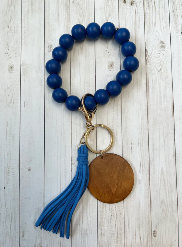 Beaded Wood Key Chain Wristlet