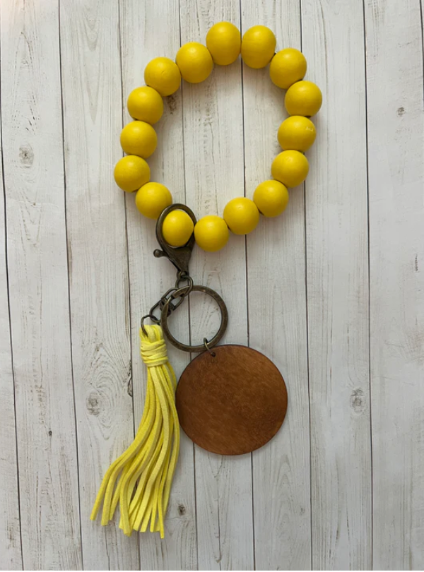 Beaded Wood Key Chain Wristlet