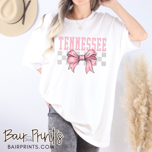 Tennessee Pink Bow and Check T-Shirt