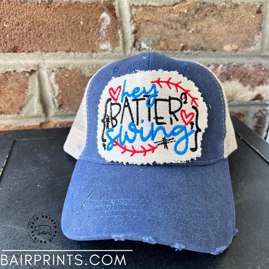 Hey Batter Swing Embroidered Hat