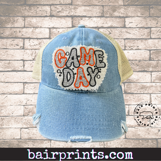 Retro Game Day Embroidered Distressed hat