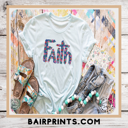 Floral Faith Graphic Tee Shirt. Unisex Small-3XL