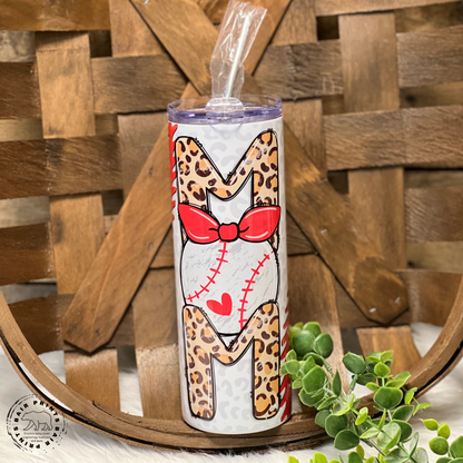 Baseball Mom Tumbler with Leopard Print