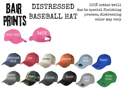Mascot Distressed Baseball Hat with Small Patch on The Bill