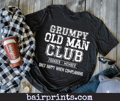 Grumpy Old Man Club Screen Printed Tee Shirt