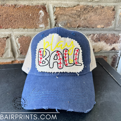 Play Ball Softball Version Embroidered Baseball Hat