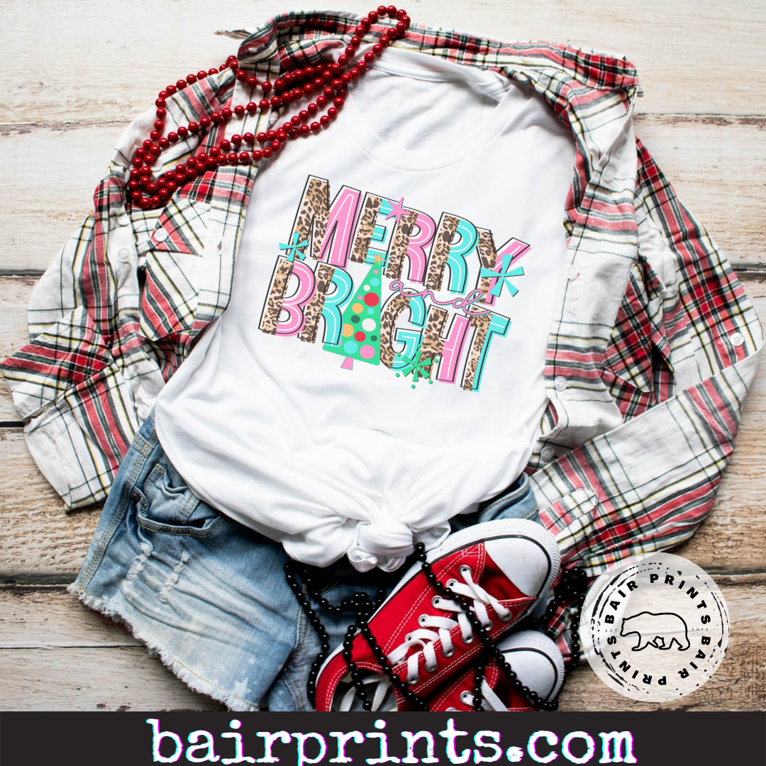 Merry Bright Graphic Tee Shirt