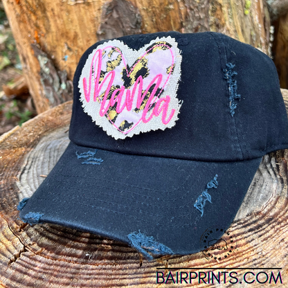 Embroidered Mama Distressed Baseball Hat