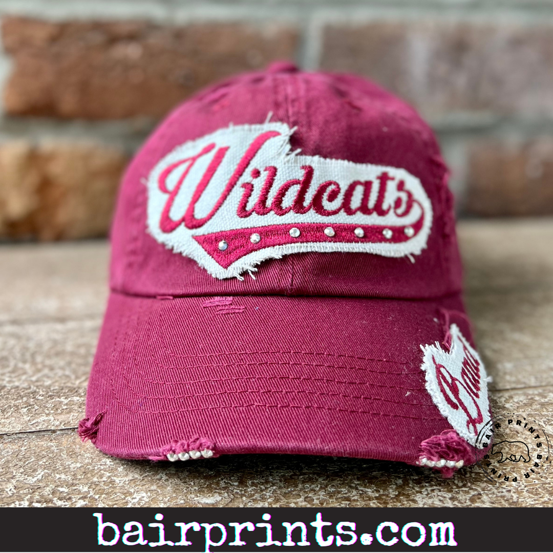 Rhinestone Mascot Baseball Hat with Small Patch on The Bill