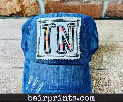 Tennessee Appliqué Hat. Distressed Tennessee Hat