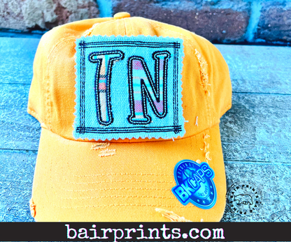 Tennessee Appliqué Hat. Distressed Tennessee Hat