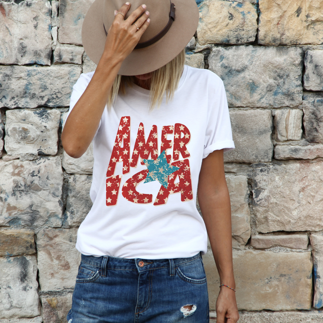 America Stars Woman Graphic Tee Shirt