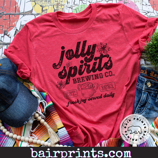 Jolly Spirits Christmas Graphic Tee Shirt