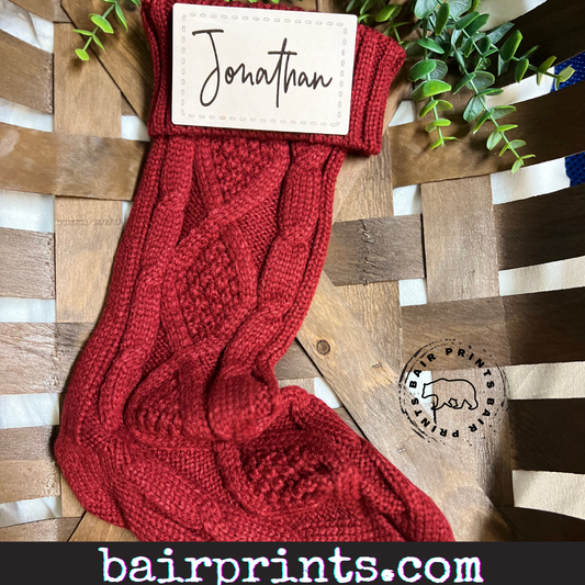 Personalized Christmas Stockings with Leather Patch