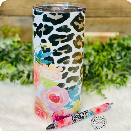 Leopard and Flower Tumbler.