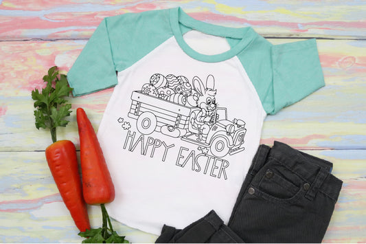 Happy Easter Coloring Shirt. Kids Unisex Shirt