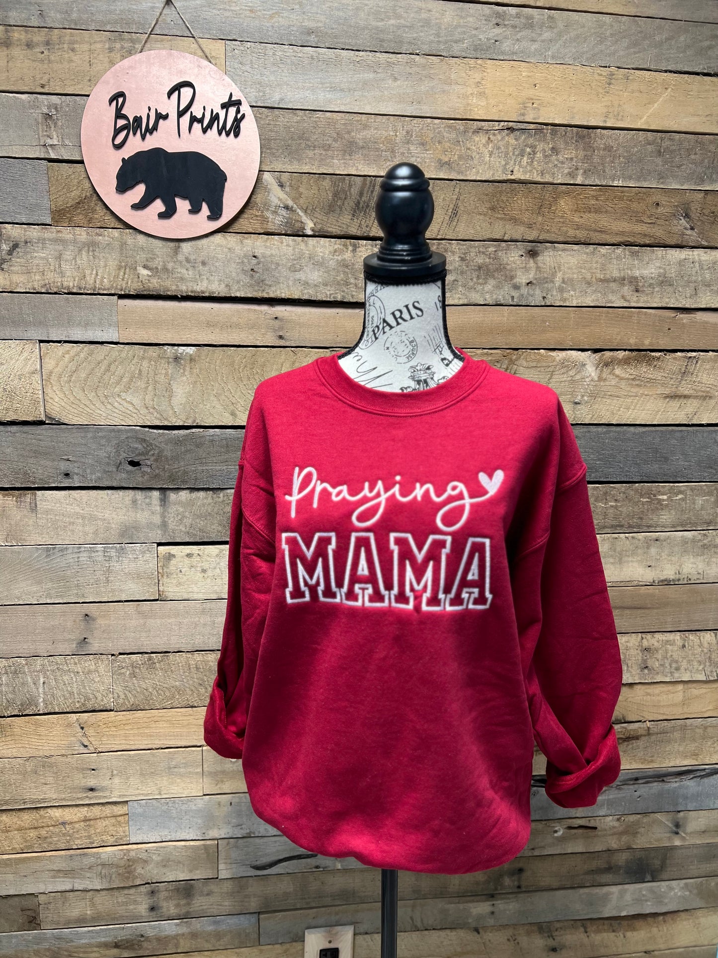 Praying Mama Embroidered Crew Neck Sweatshirt