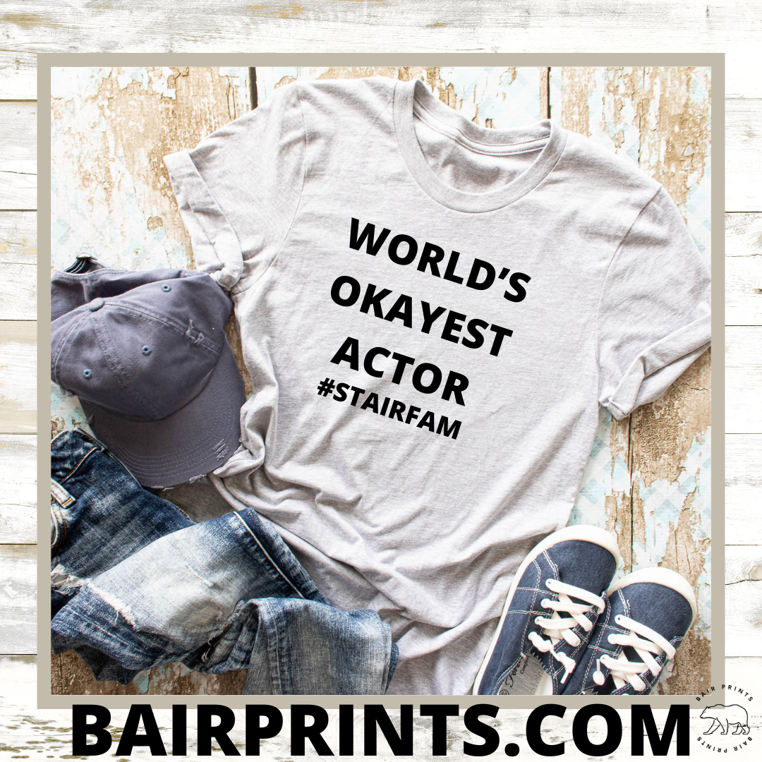World's Okayest Actor Tee Shirt. Unisex Small-3XL