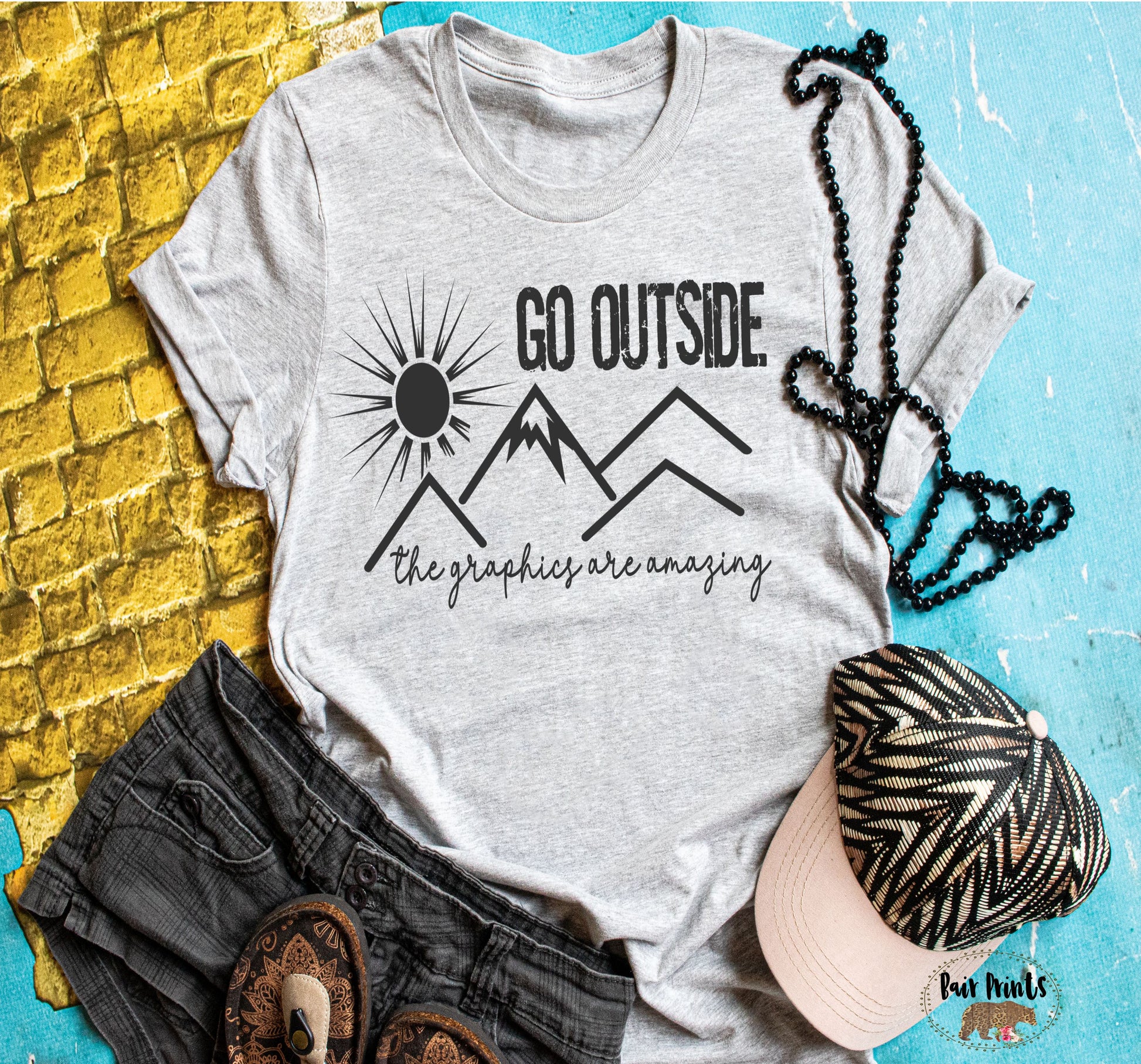 Go Outside the Graphics are Amazing Graphic Tee Shirt. Small-3XL - Bair Prints