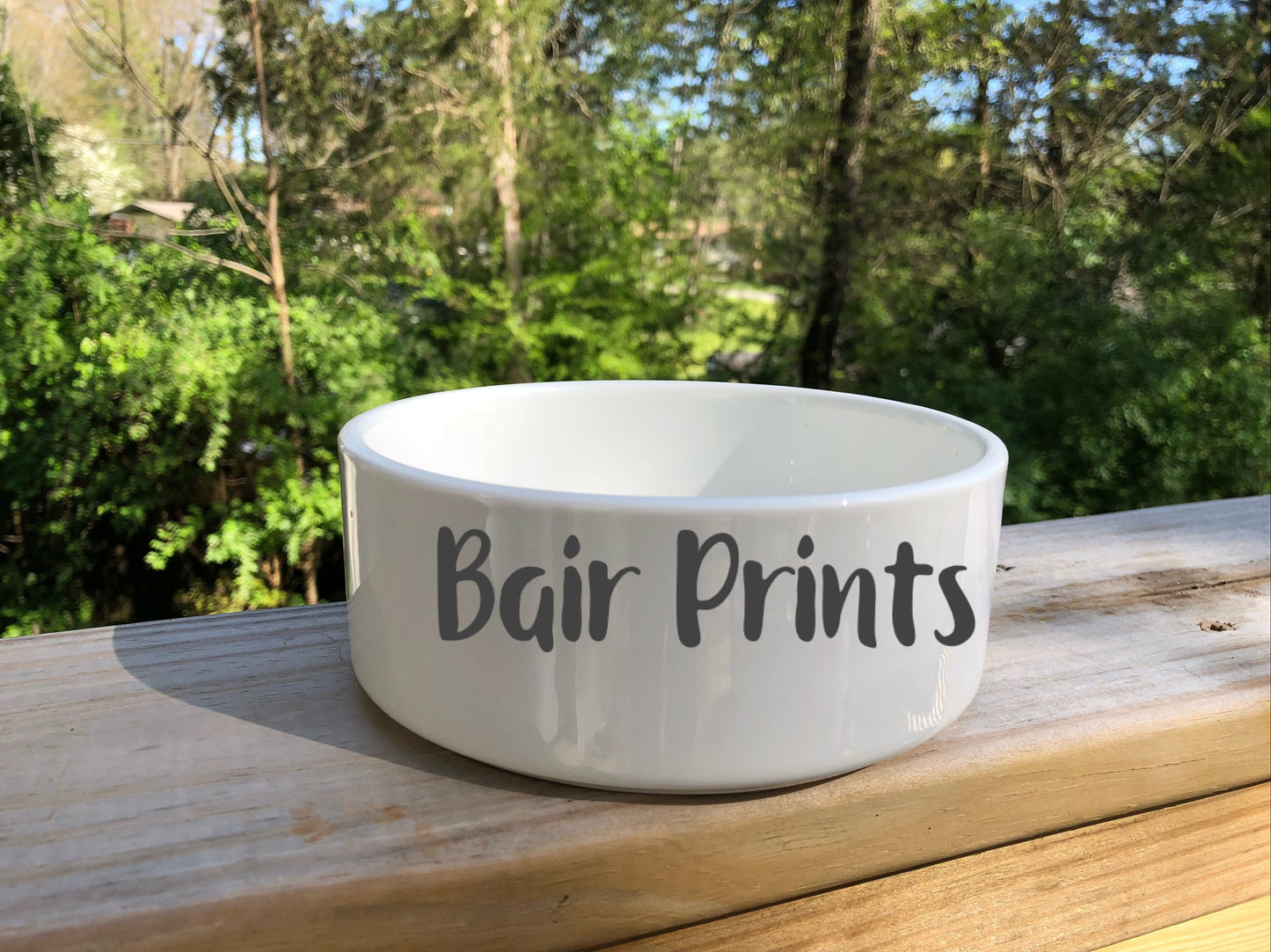 Small Ceramic Pet Bowl, Cat or Dog Bowl, Sublimation pet bowl with skinny font, Personalized Pet Bowls, Personalized Dog Bowl, - Bair Prints