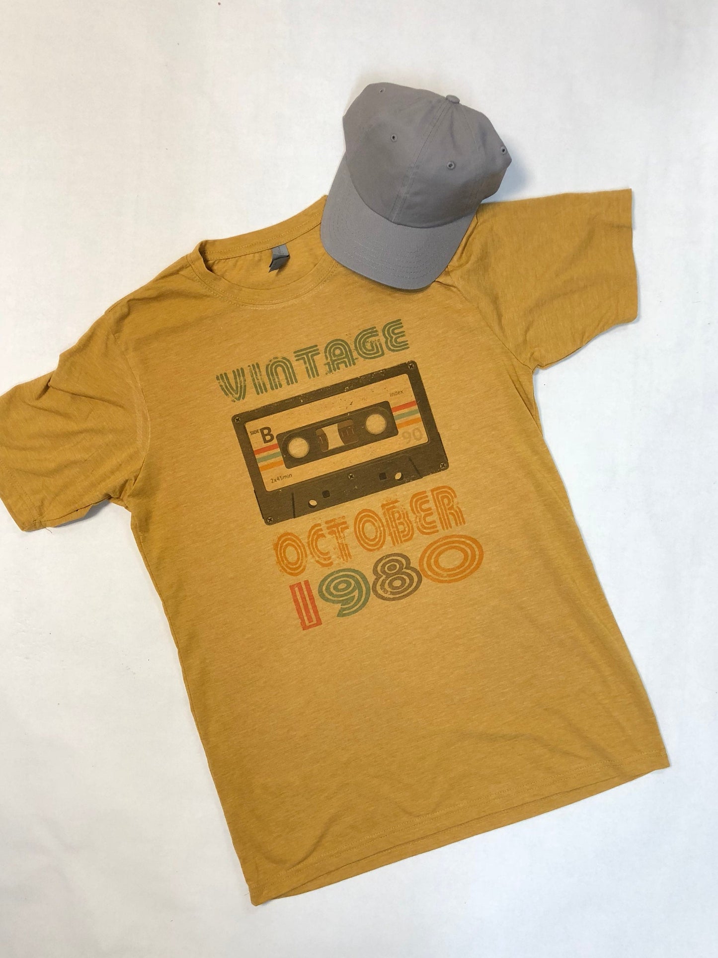 Vintage Birthday Shirt. Cassette Tape 1980, 1979, 1970. Unisex Birthday Shirt. - Bair Prints