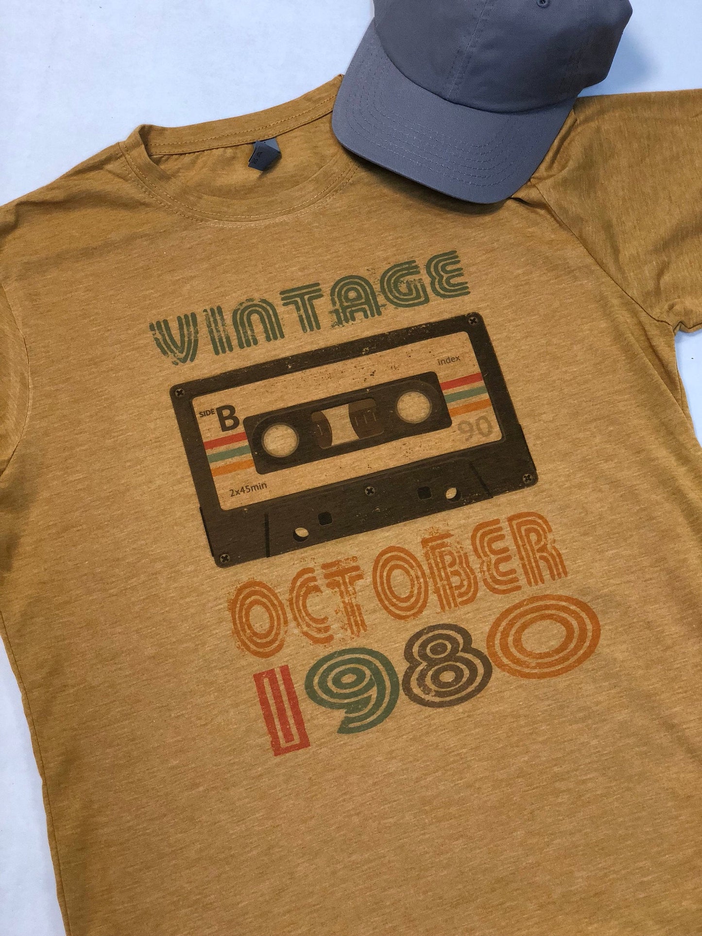 Vintage Birthday Shirt. Cassette Tape 1980, 1979, 1970. Unisex Birthday Shirt. - Bair Prints