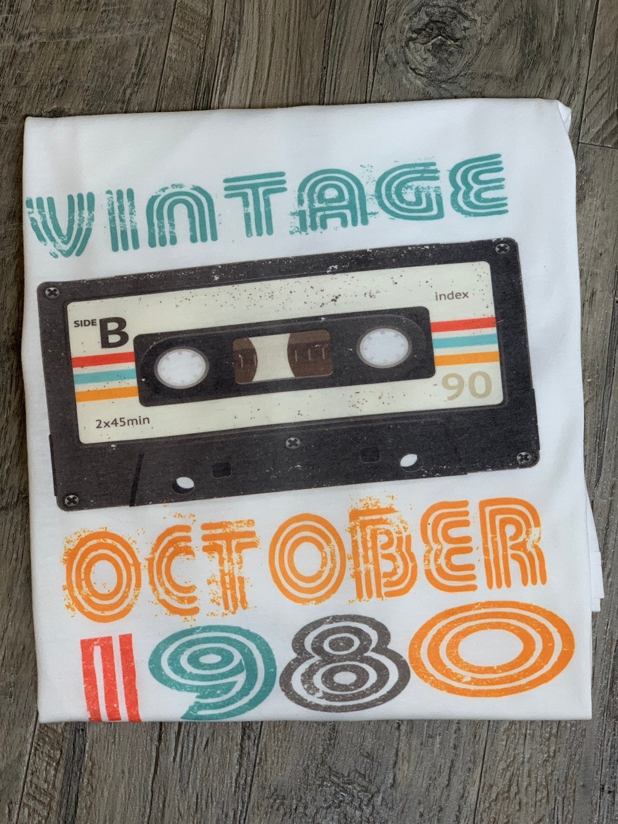 Vintage Birthday Shirt. Cassette Tape 1980, 1979, 1970. Unisex Birthday Shirt. - Bair Prints