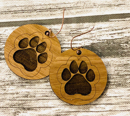 Wood Paw Earrings.