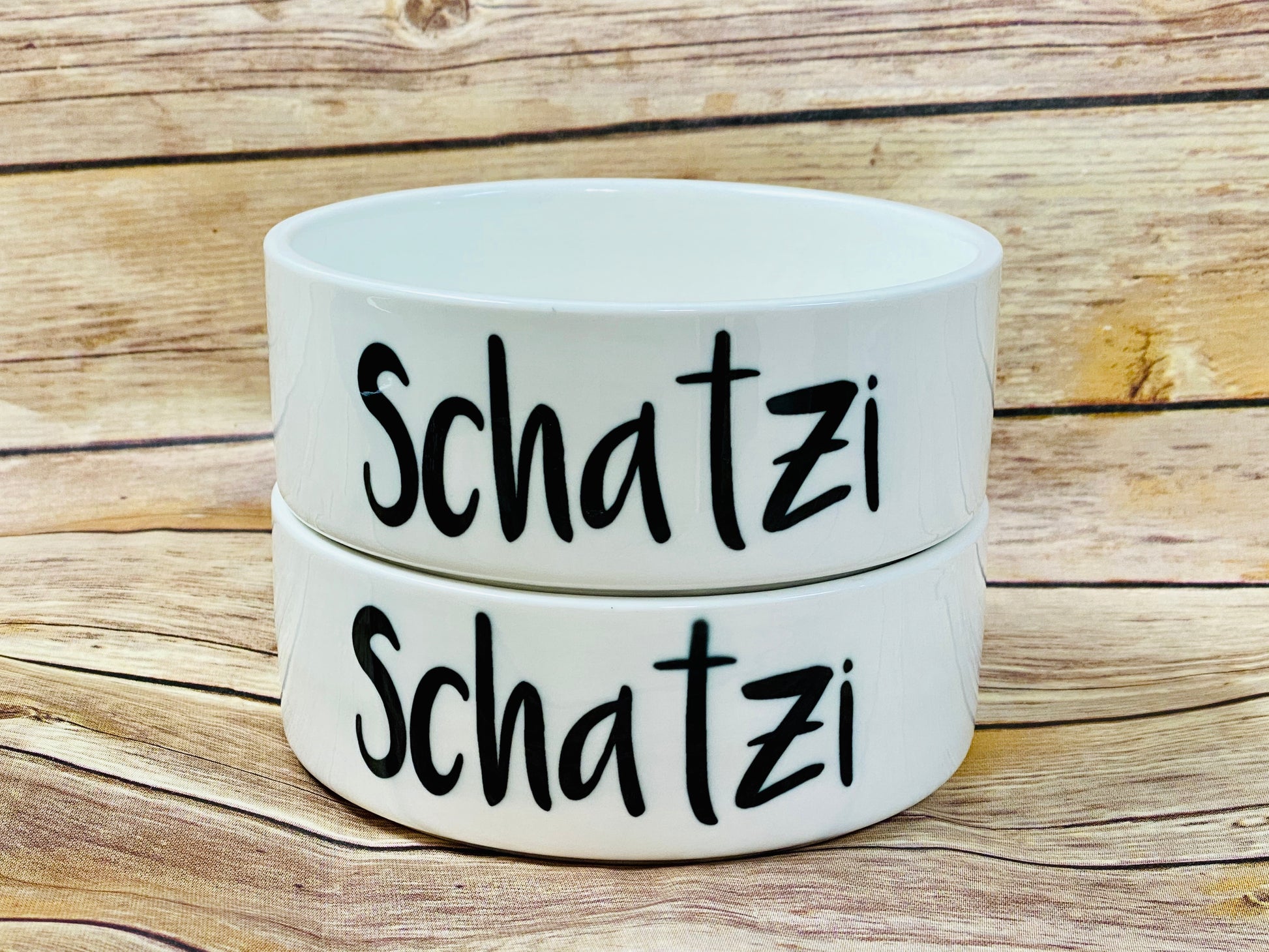Small Ceramic Pet Bowl, Cat or Dog Bowl, Sublimation pet bowl with skinny font, Personalized Pet Bowls, Personalized Dog Bowl, - Bair Prints