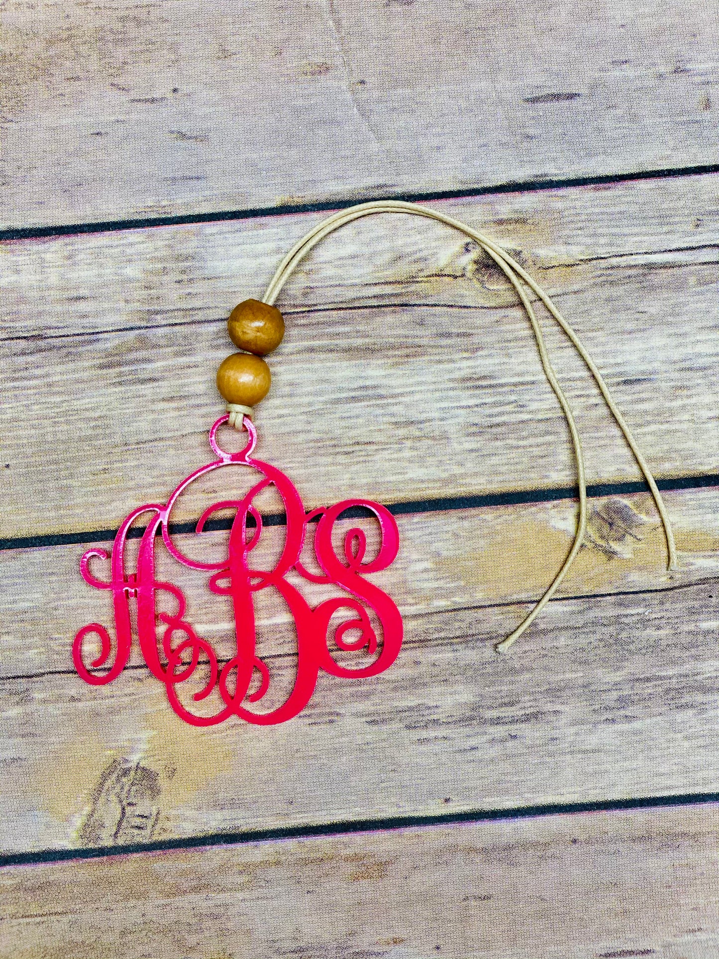 Acrylic Monogram Keychain. Rearview Mirror Charm.