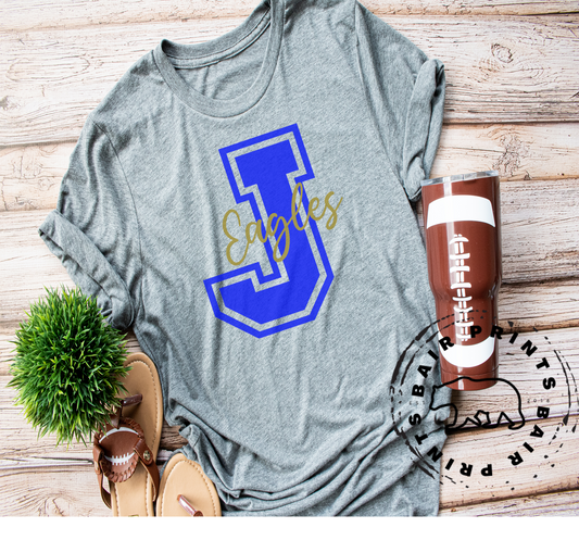 Jefferson Eagles Vertical Team Spirit Tee Shirt.