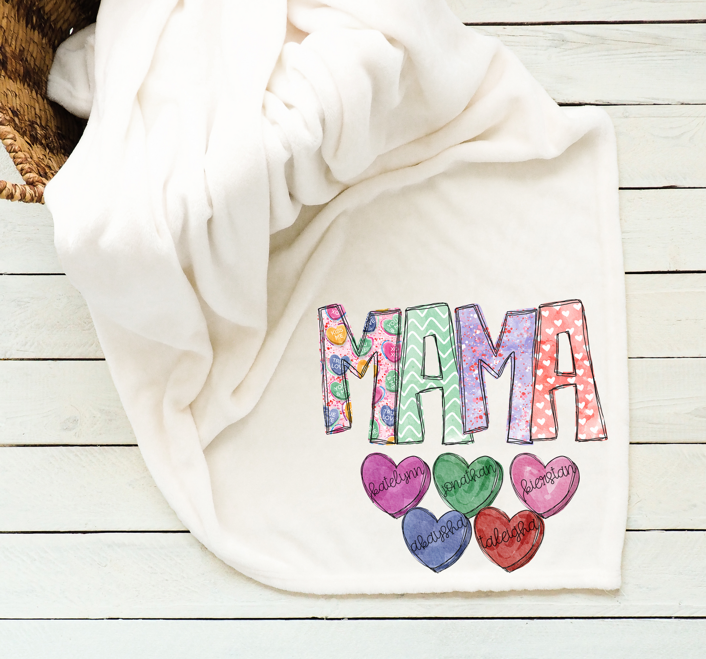 Mama Valentine Name Blanket