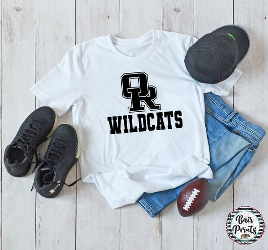 OR Wildcat Football Tee Shirt. Adult Tee Shirt Multiple Colors Available. - Bair Prints