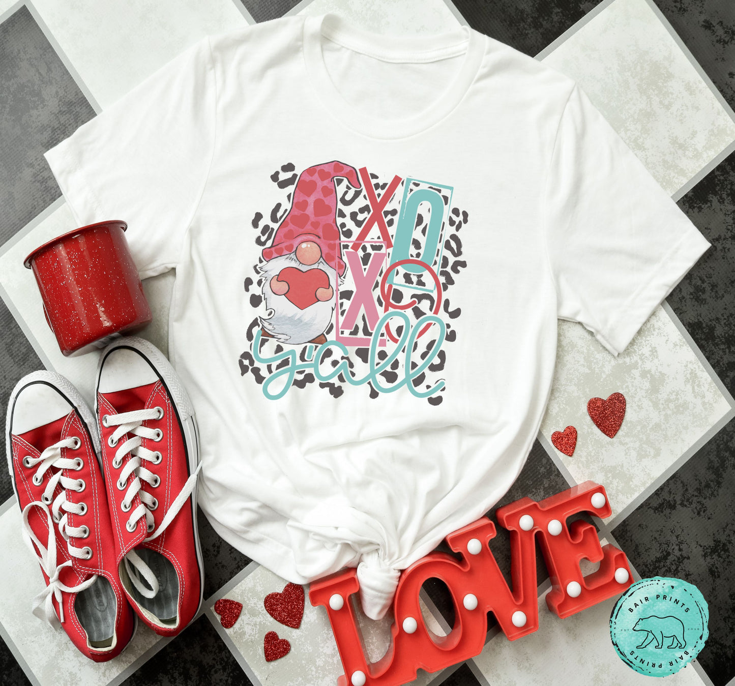 XOXO Y'all Ghome Shirt. Valentine Graphic Tee